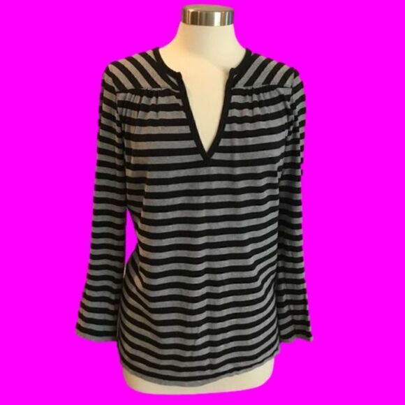 LONG SLEEVES NY & C SPORT STRIPES BLACK AND GRAY T-SHIRT - Picture 1 of 7